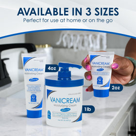 Vanicream jar next to everyday items for scale to show 1 lb size