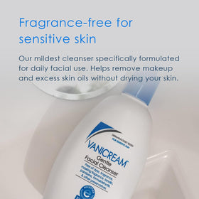 Vanicream cleanser lather texture on hand showing gentle foam and soft cleansing effect