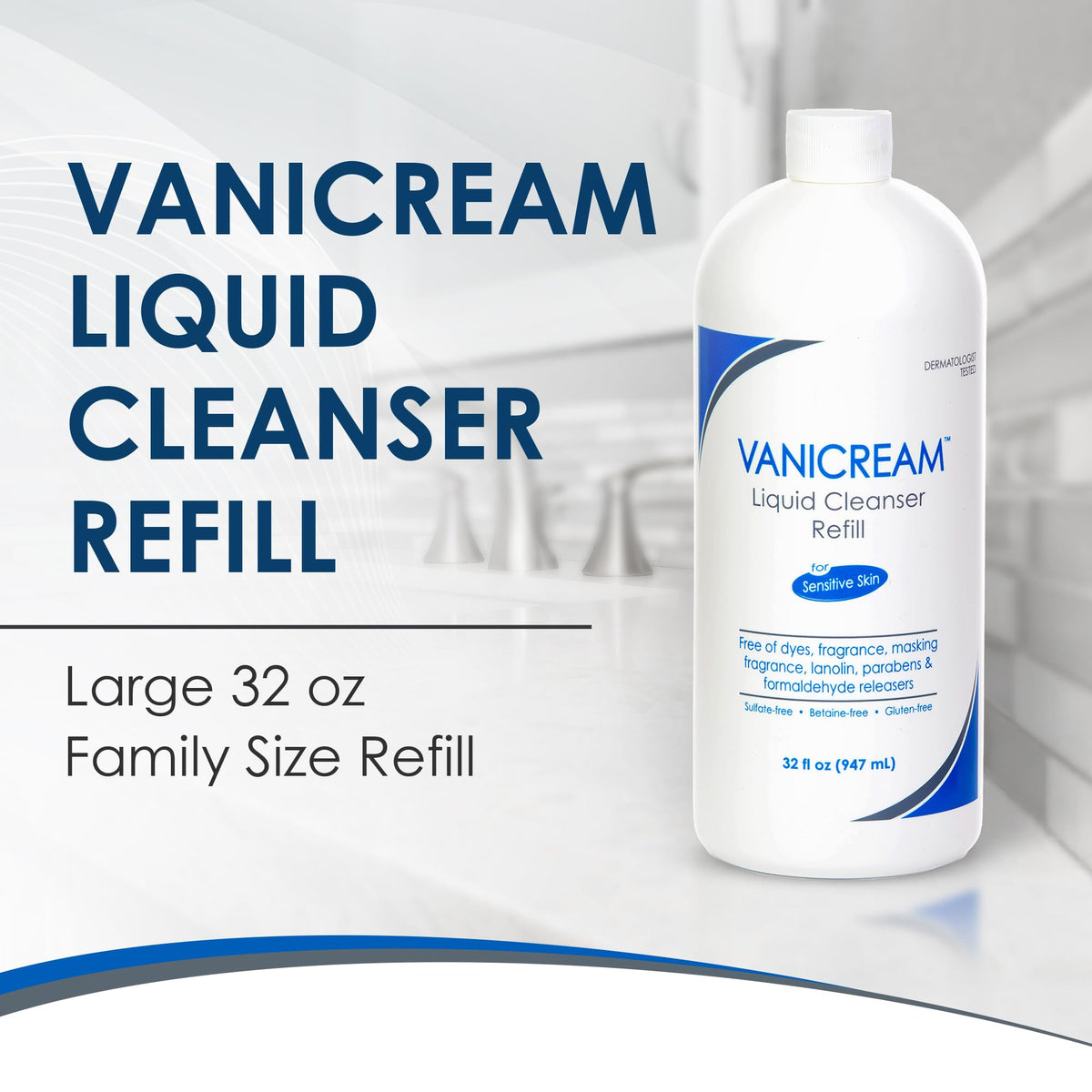 Vanicream cleanser texture pouring into hand illustrating gentle lather benefit