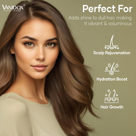 VANIDOX hair before and after comparison showing fuller-looking hair benefit