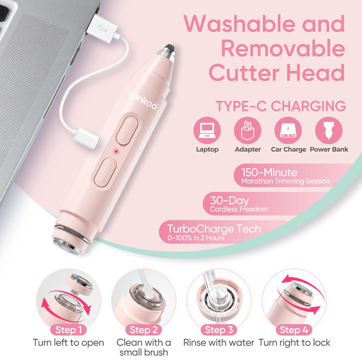 vankoo glow rinsed under tap showing waterproof design for easy cleaning