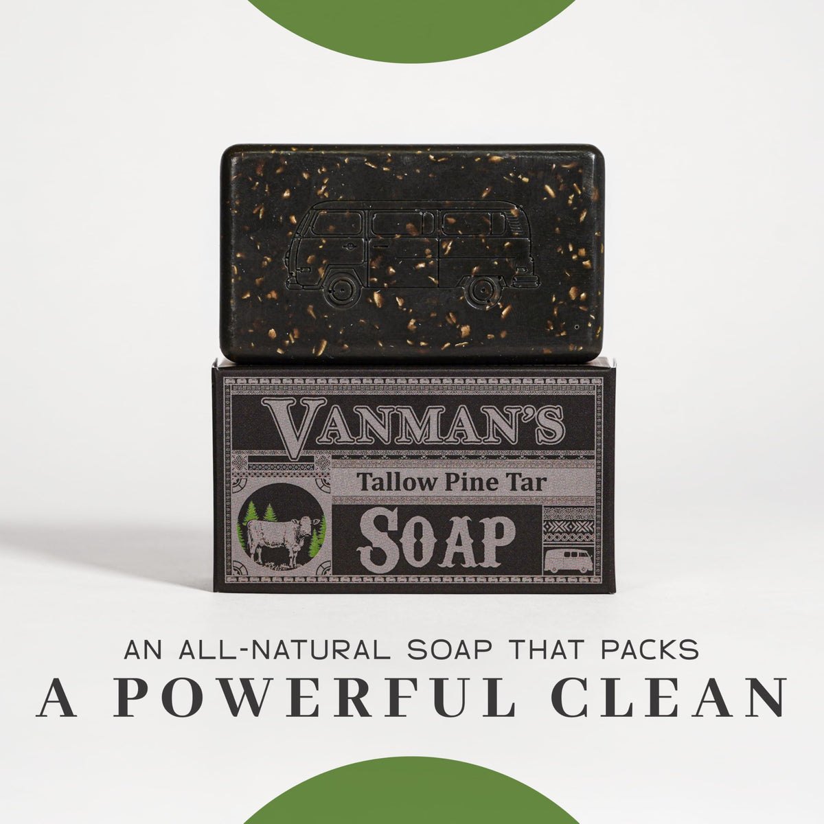 VanMan ingredient label highlighting essential oils and natural formulation benefit