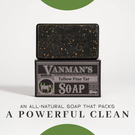 VanMan ingredient label highlighting essential oils and natural formulation benefit