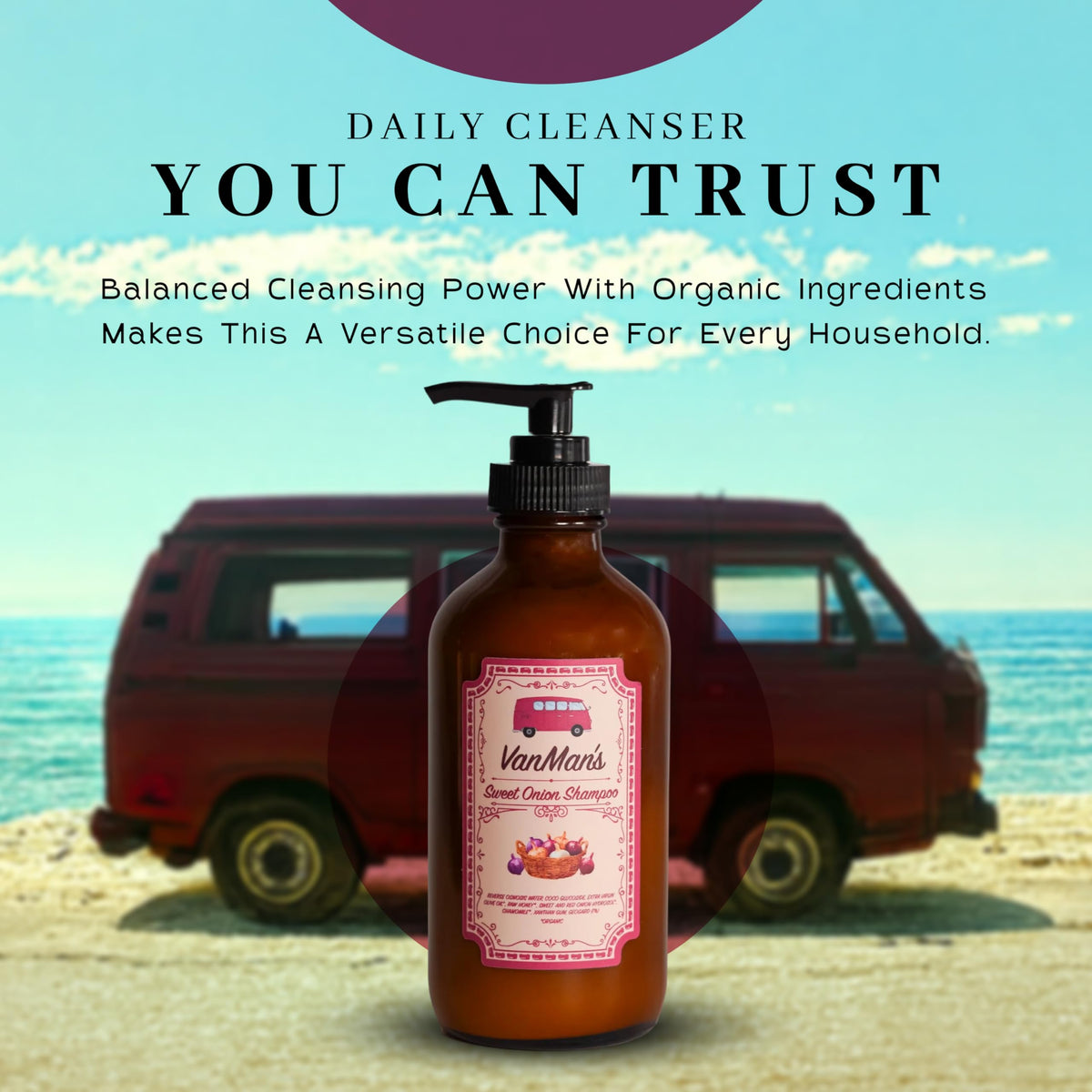 Model washing hair with VanMan shampoo showing smooth manageable results