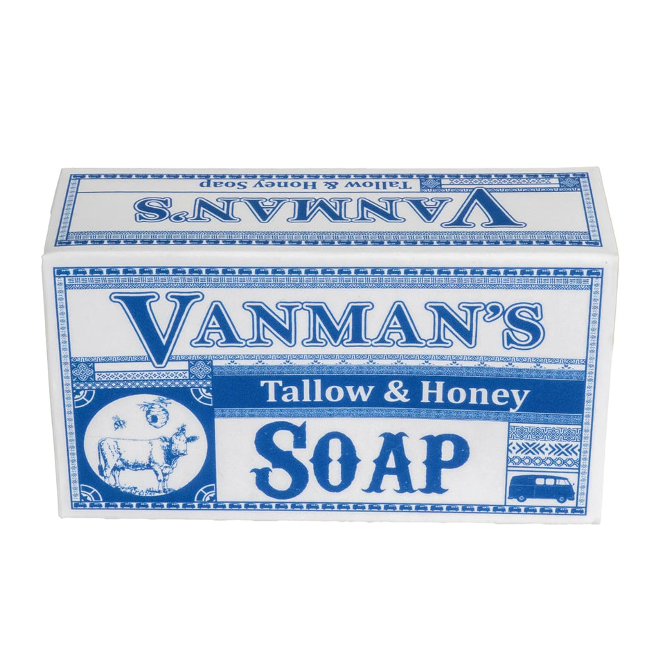 VanMan front packaging showing bar and ingredients, highlights natural simplicity