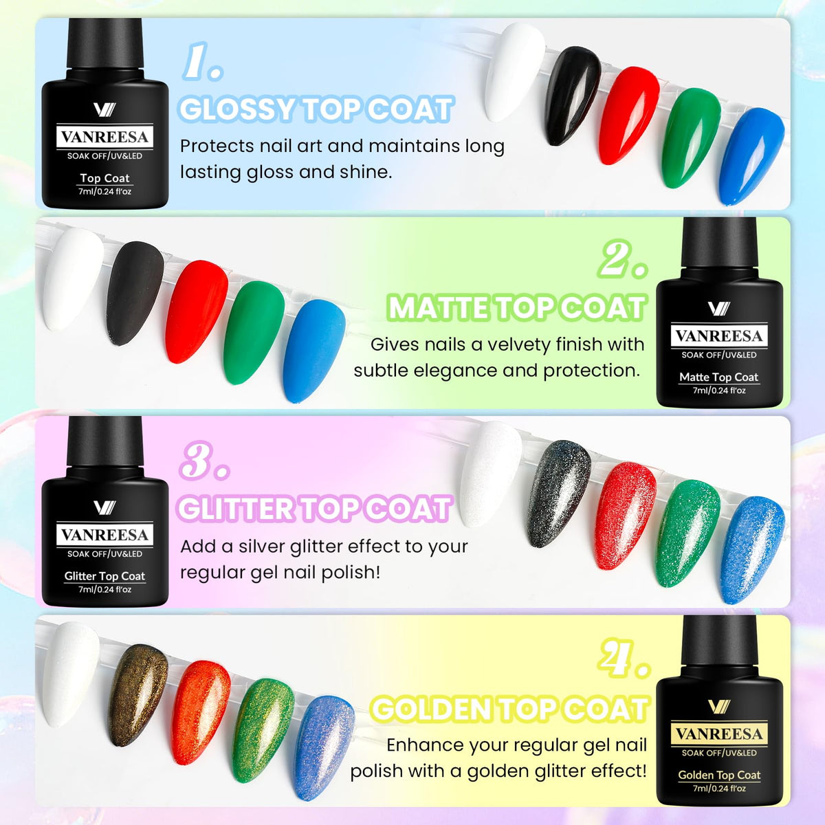 VANREESA base coat bottle close-up highlighting smooth application benefit