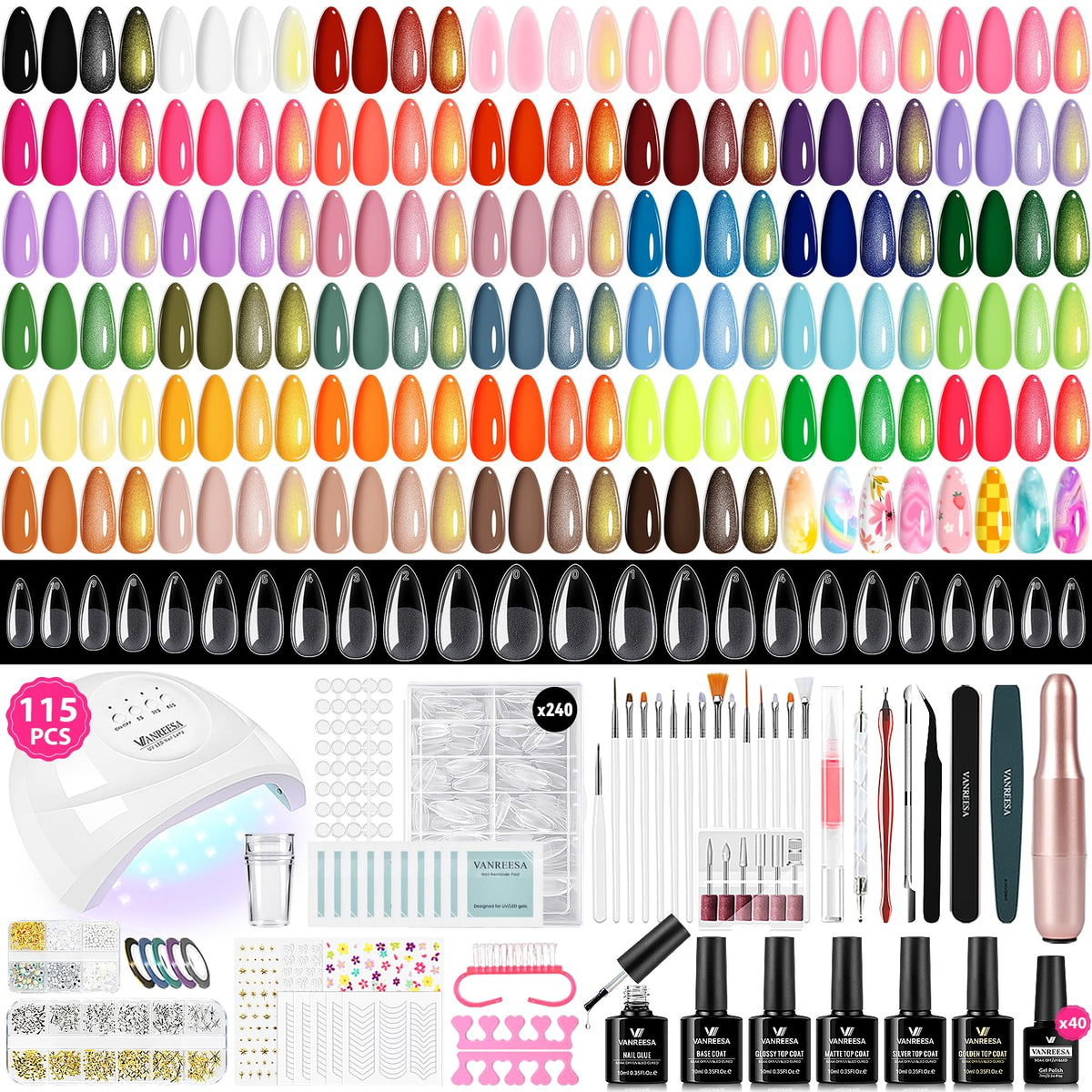 VANREESA front packaging showing full 115-piece kit and storage benefits