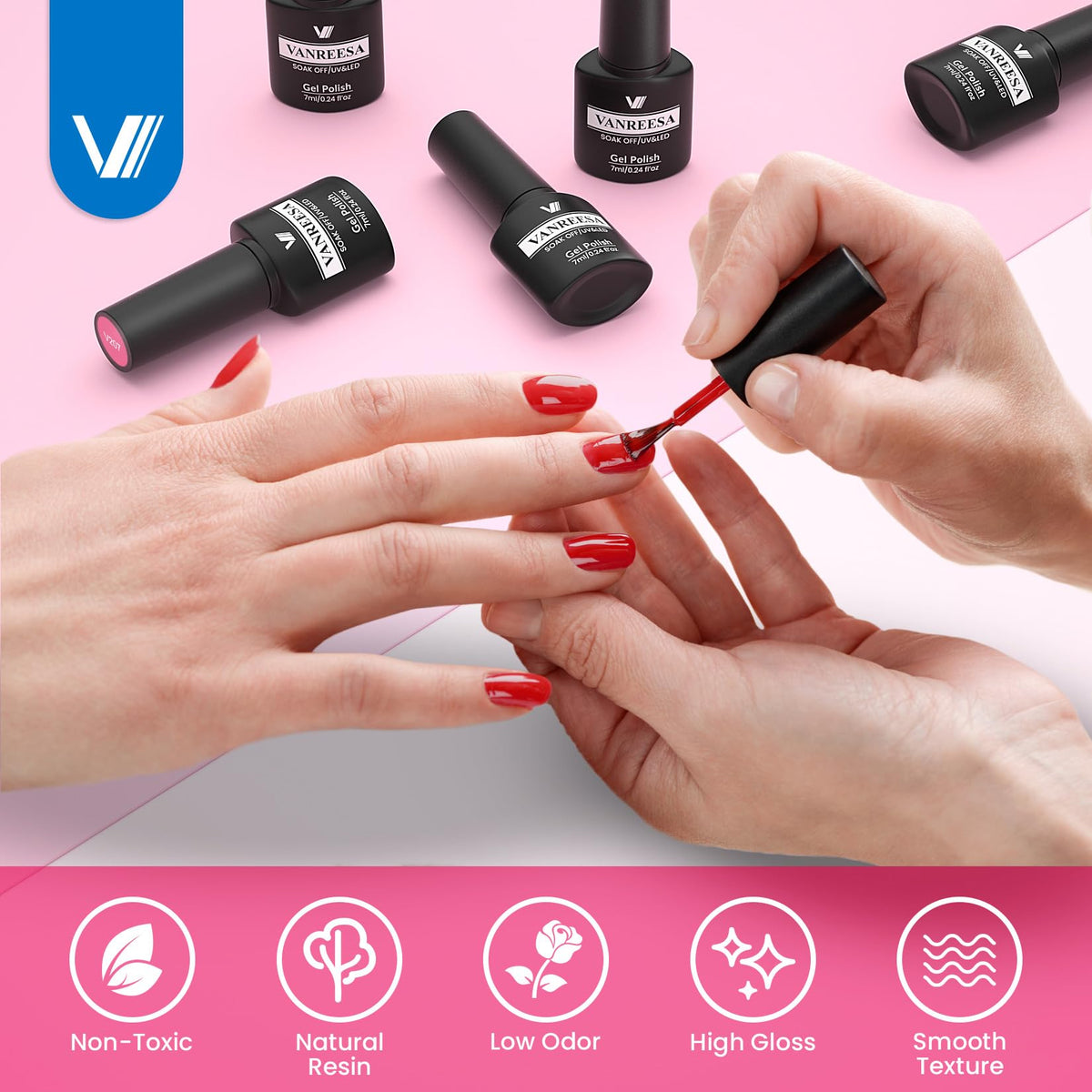 VANREESA glossy and matte top coat comparison demonstrating finish options