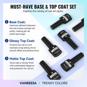 VANREESA matte top coat on nails next to glossy sample benefit: stylish sheen options