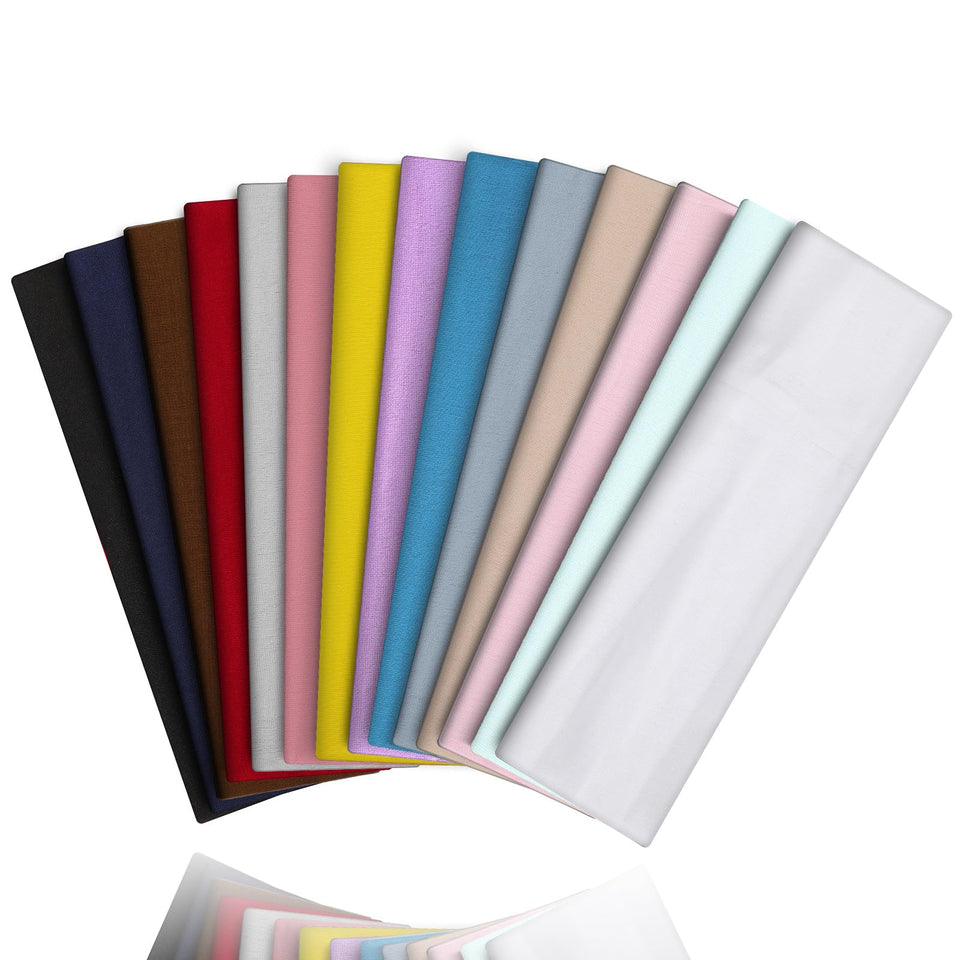 VANRUID front view of 14-pack headbands showing colors and neat packaging, versatile style