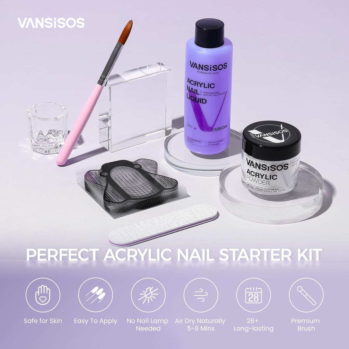 VANSISOS applying acrylic bead onto nail form to demonstrate sculpting technique benefit