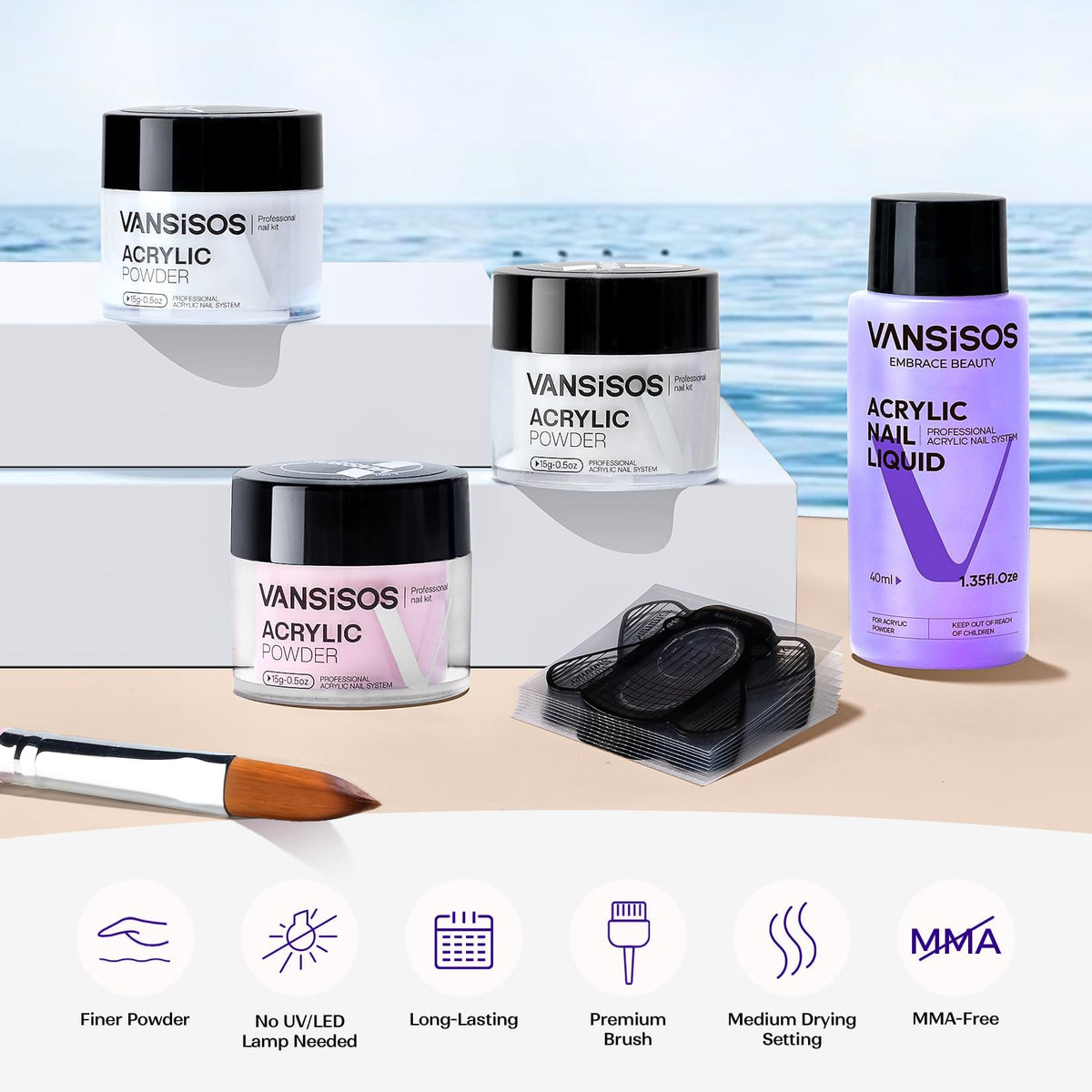 VANSISOS brushes set of three shapes for bead pickup, shaping and fine detail