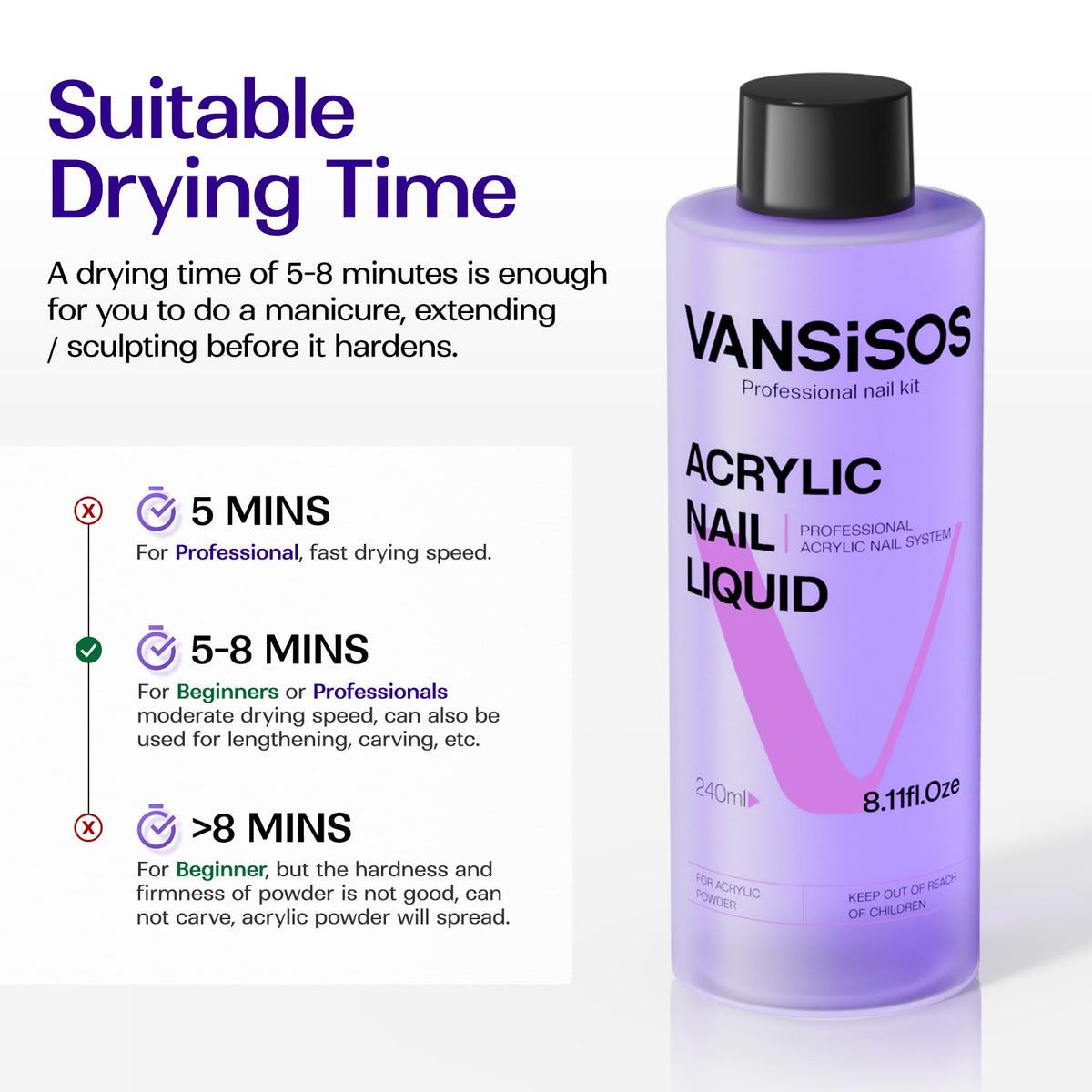 VANSISOS clear monomer texture close-up showcasing non-yellowing clarity