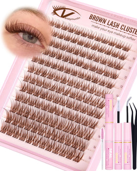 Vanssymunlin front packaging showing brown lash clusters and accessories, convenient kit