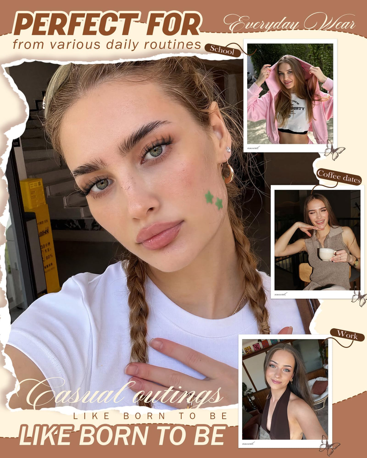 Vanssymunlin lifestyle photo wearing spider lashes for everyday polished makeup look