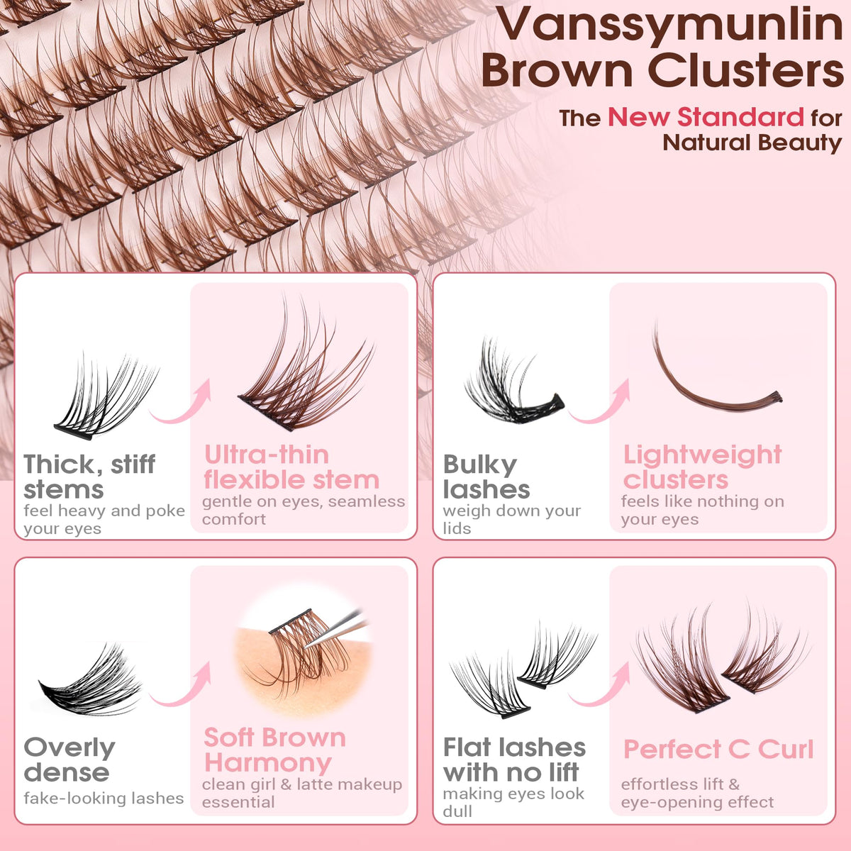 Vanssymunlin model wearing brown clusters in daytime makeup for subtle enhancement
