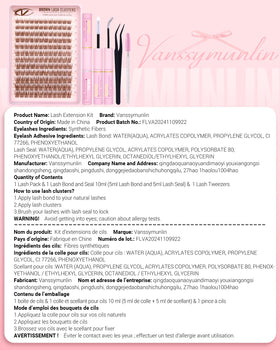 Vanssymunlin product label close up showing kit contents and usage directions