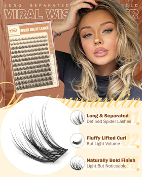 Vanssymunlin cluster versus natural lashes highlighting added length and separation