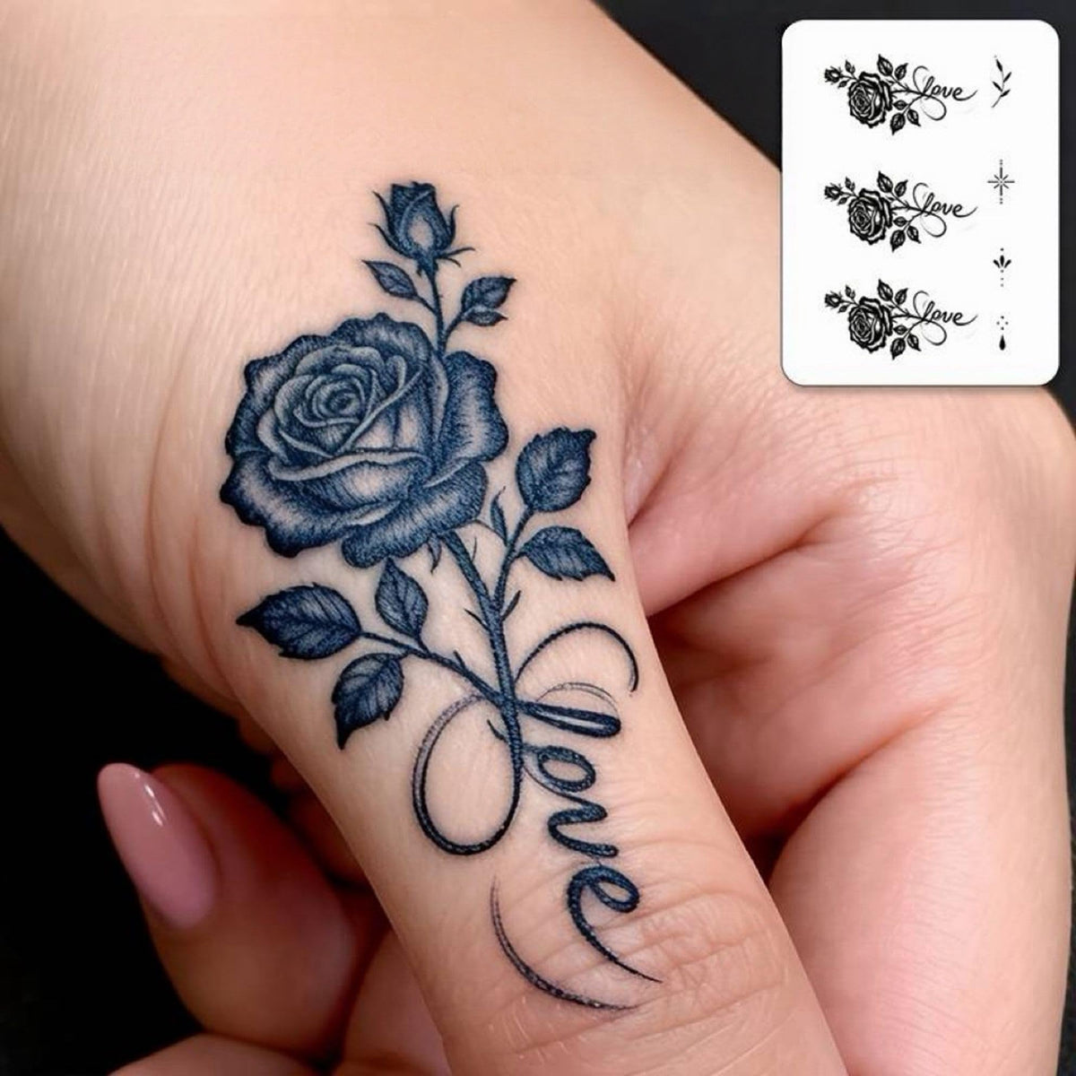 VANTATY close-up of tiny rose and butterfly details highlighting fine lines and realism