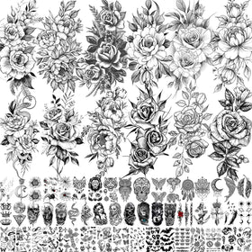 VANTATY front packaging showing 63-sheet floral tattoo set and variety