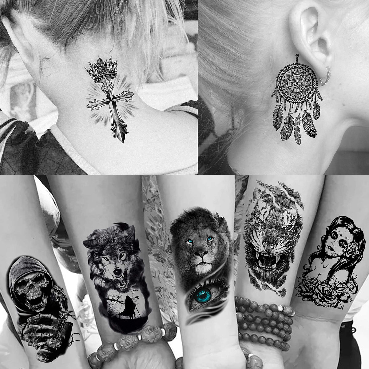 VANTATY festival-style portrait wearing floral tattoos for bold styling