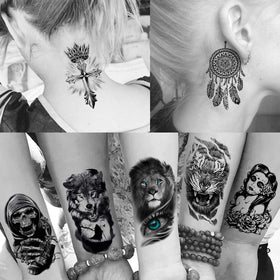 VANTATY festival-style portrait wearing floral tattoos for bold styling