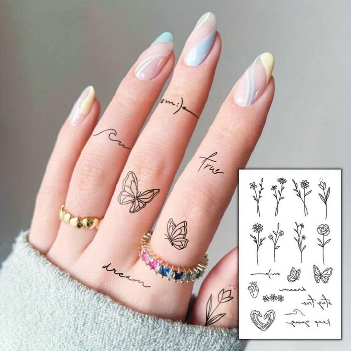 VANTATY scale comparison on fingers showing small size and subtle accent benefit