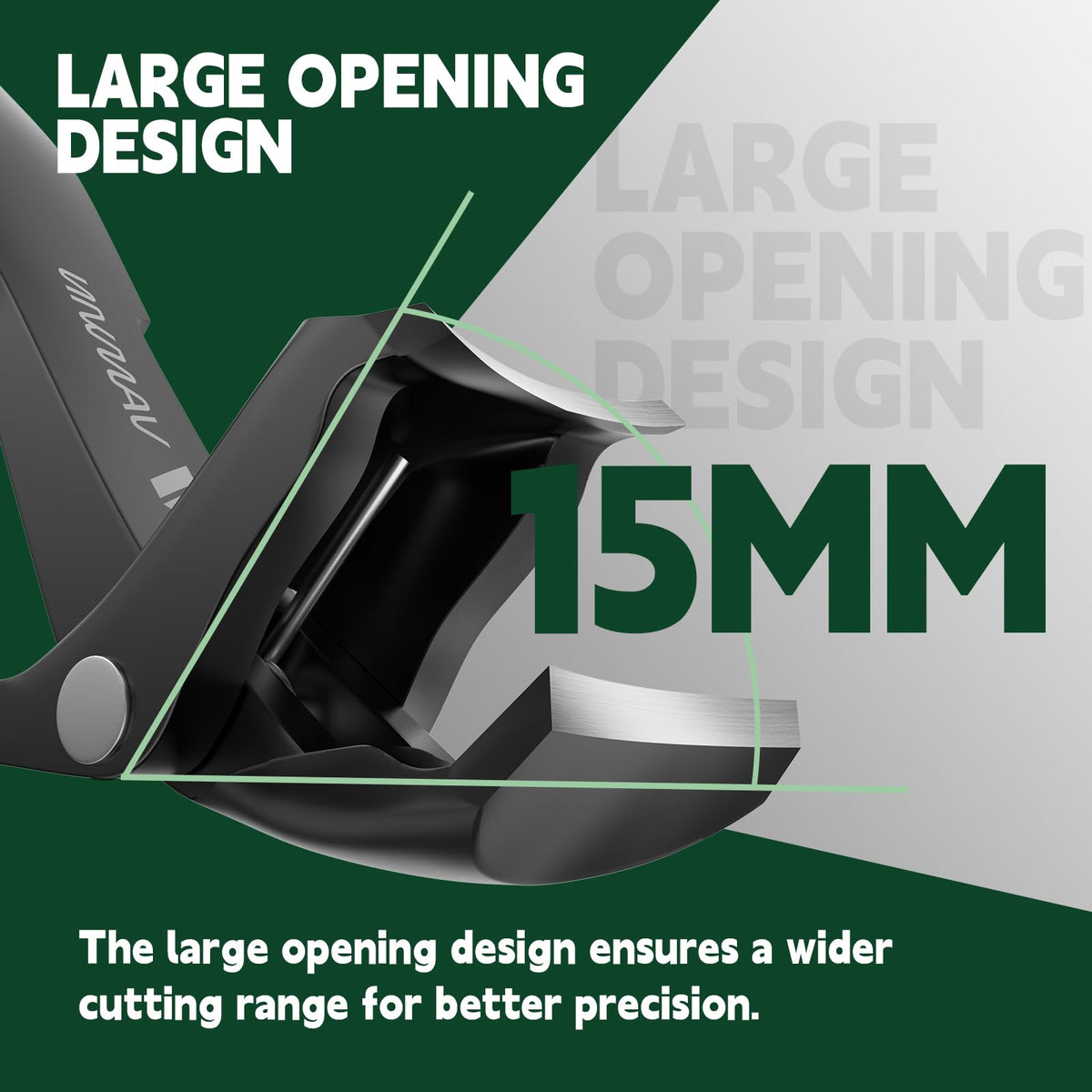 VANWIN closeup of 45-degree angled head for improved visibility and reduced bending