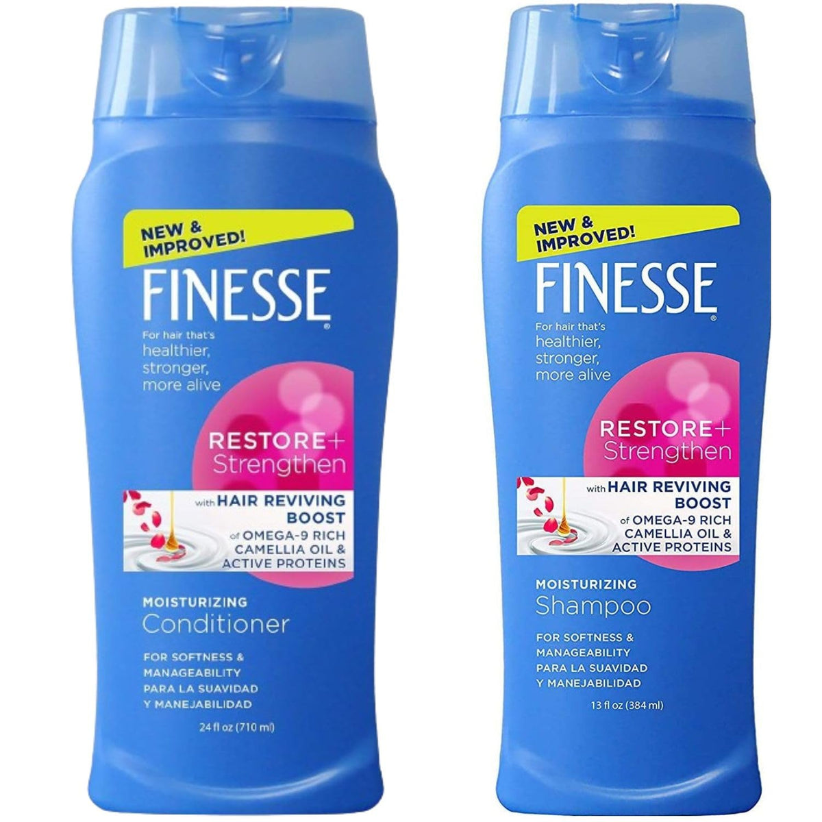 Variety Junction Finesse front packaging shows full shampoo and conditioner set, highlighting convenience