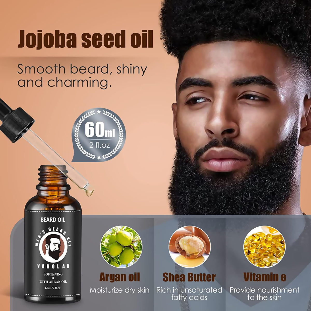 Varolan beard balm open jar showing creamy texture and control