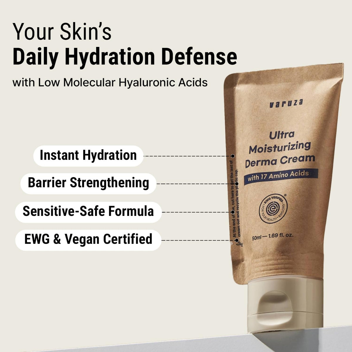 varuza application on finger showing quick absorption and smooth feel