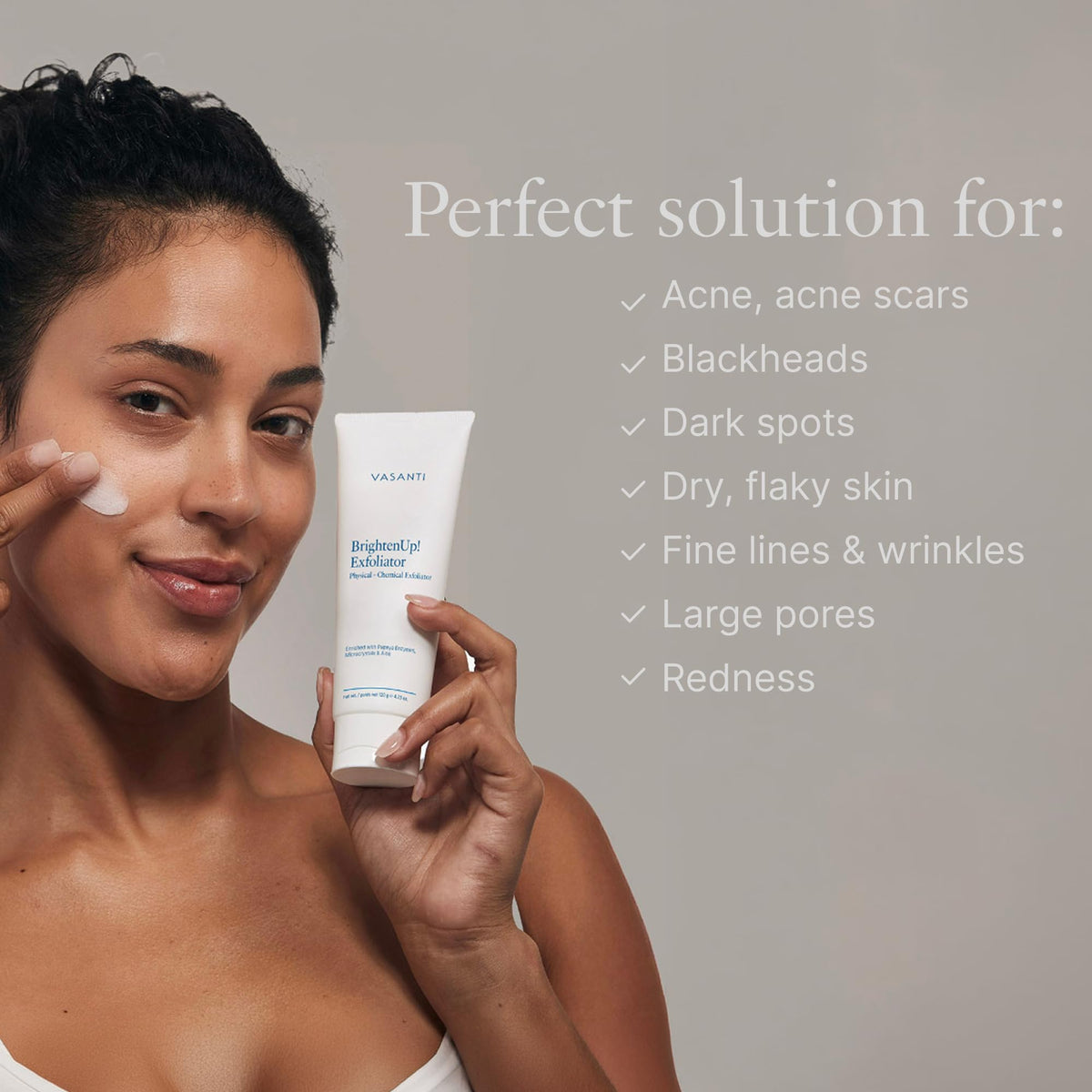 VASANTI aloe detail demonstrating soothing hydration during exfoliation benefit