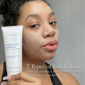 VASANTI before-and-after skin texture comparison showing smoother results benefit