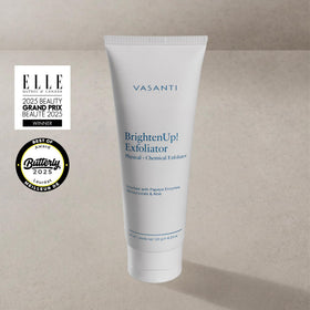 VASANTI open tube showing creamy scrub texture for gentle polishing benefit