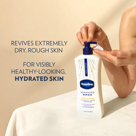 Vaseline bottle label noting 50% recycled plastic for eco-conscious buyers