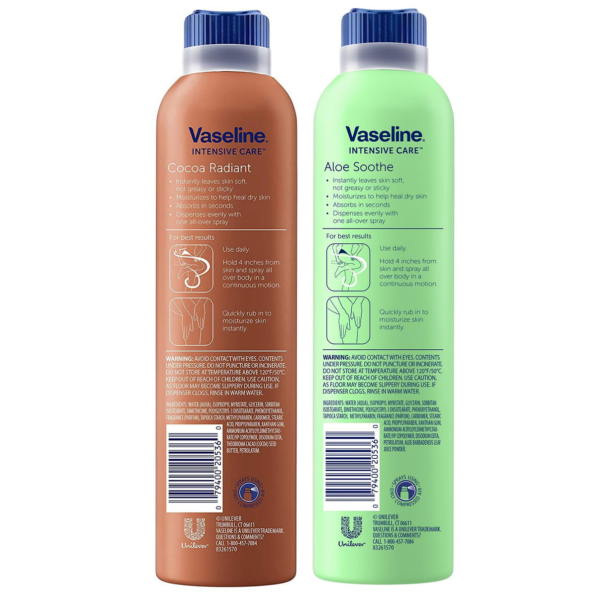 Vaseline close-up fine mist texture from spray nozzle demonstrating quick-absorbing benefit