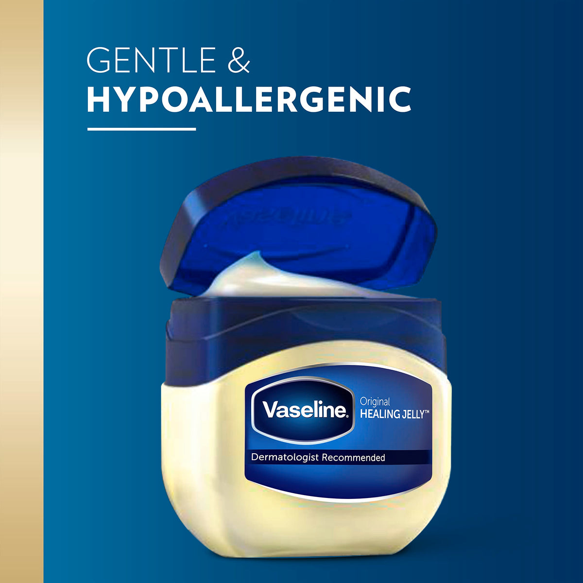 Vaseline being applied to hands showing soothing protection and locked-in moisture