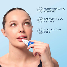 Vaseline lotion and lip tube on bathroom shelf showing everyday routine use
