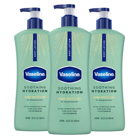 Vaseline bottle front view showing packaging and hydration benefit