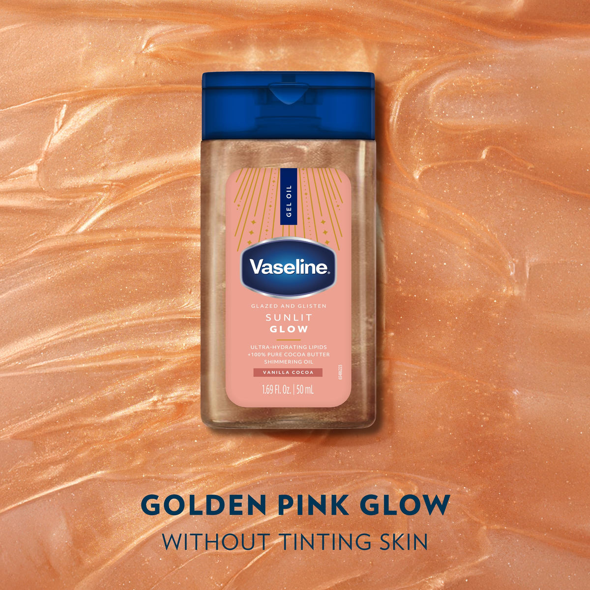 Vaseline bottle held in hand to show travel-size convenience benefit