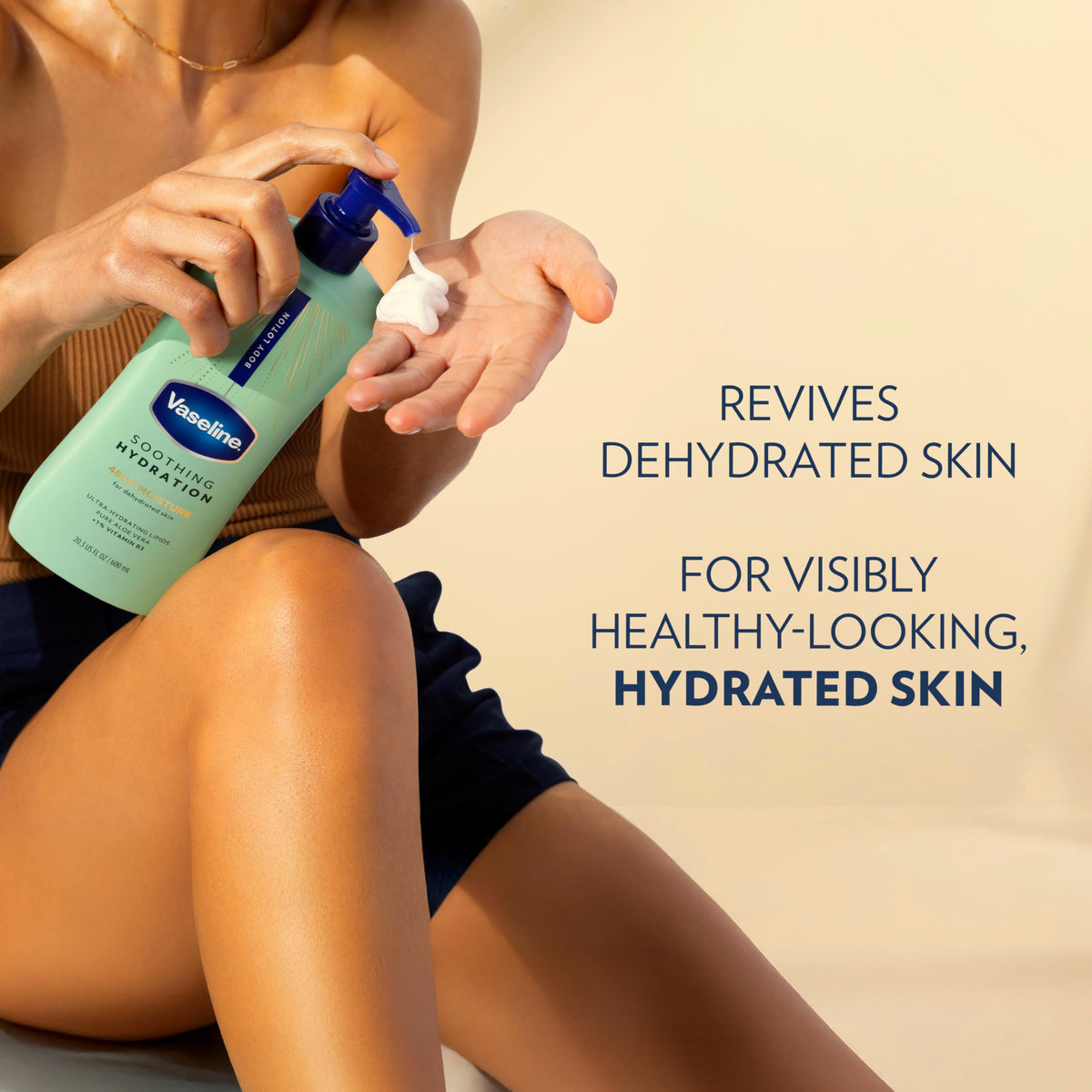 Vaseline bottle with recycled plastic badge showing eco-friendly packaging benefit