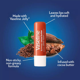 Six-pack of Vaseline cocoa butter lip therapy sticks arranged for easy storage