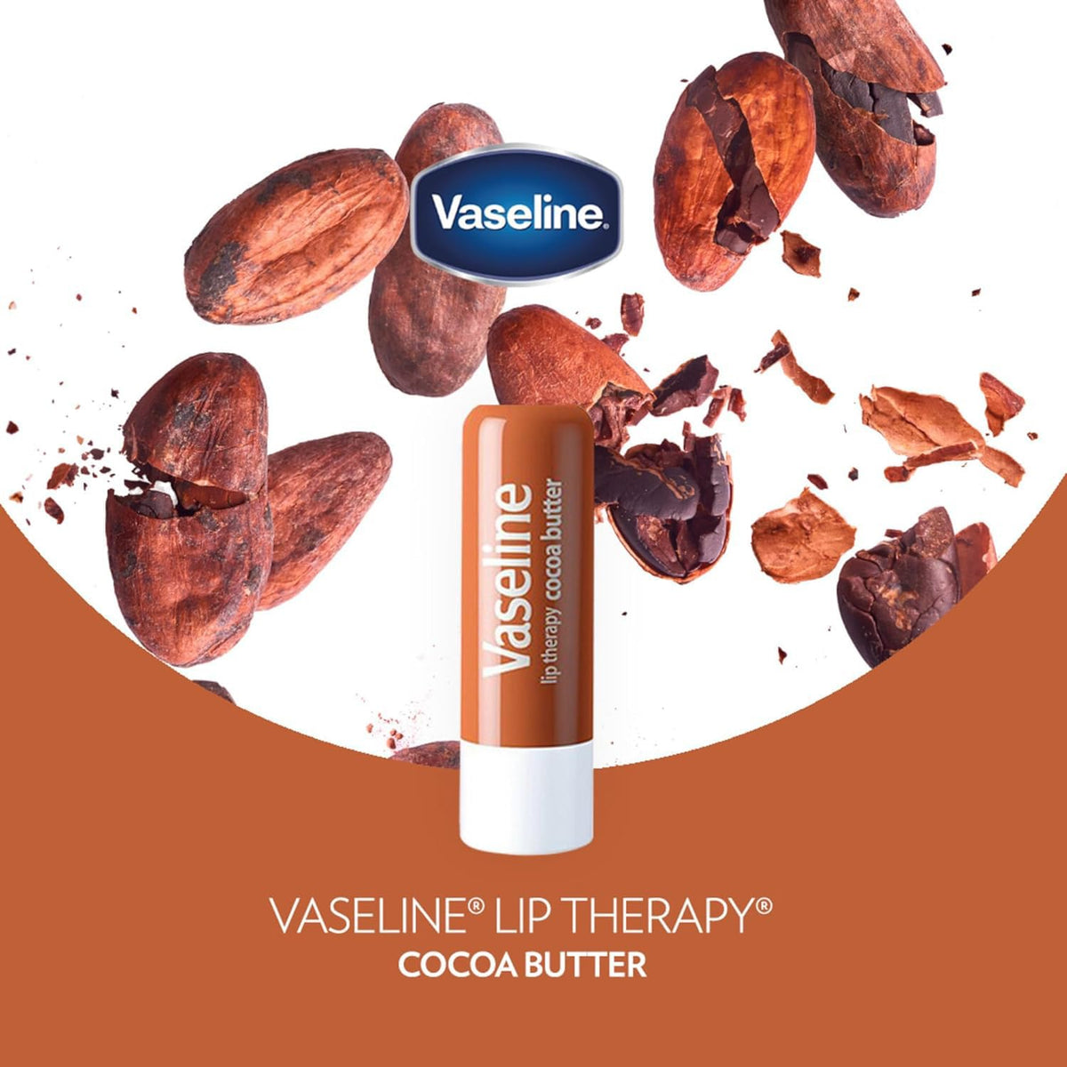 Texture swatch of Vaseline cocoa butter balm highlighting creamy, hydrating finish
