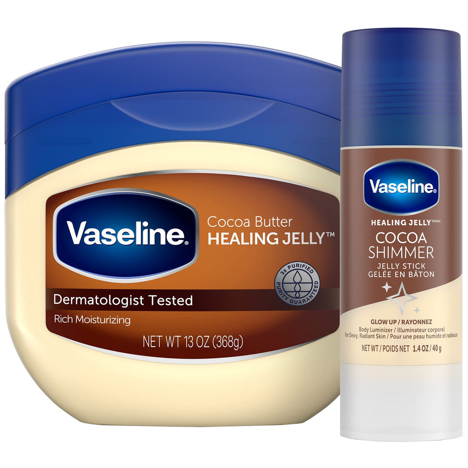 Vaseline cocoa butter tub front showing packaging and size for reliable hydration