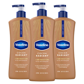 Vaseline bottle front packaging showing cocoa radiant branding and size