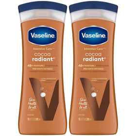 Vaseline front packaging showing two 10 oz bottles, quick hydration benefit