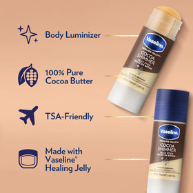 Vaseline stick next to a hand for scale to show compact travel size