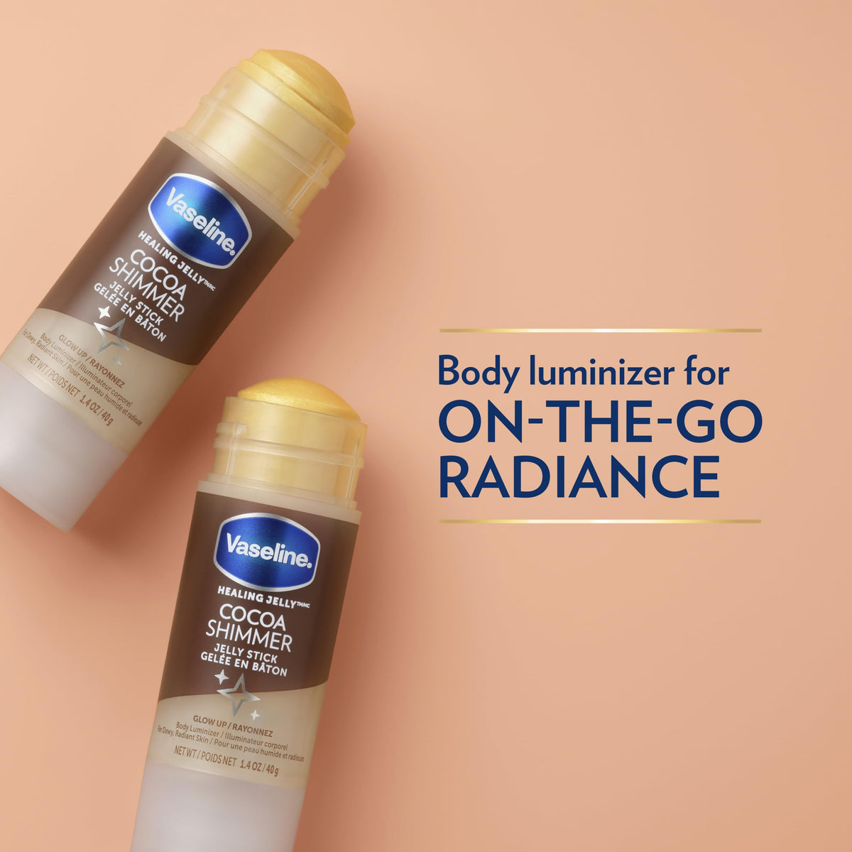 Vaseline close-up texture of cocoa shimmer jelly highlighting smooth glide