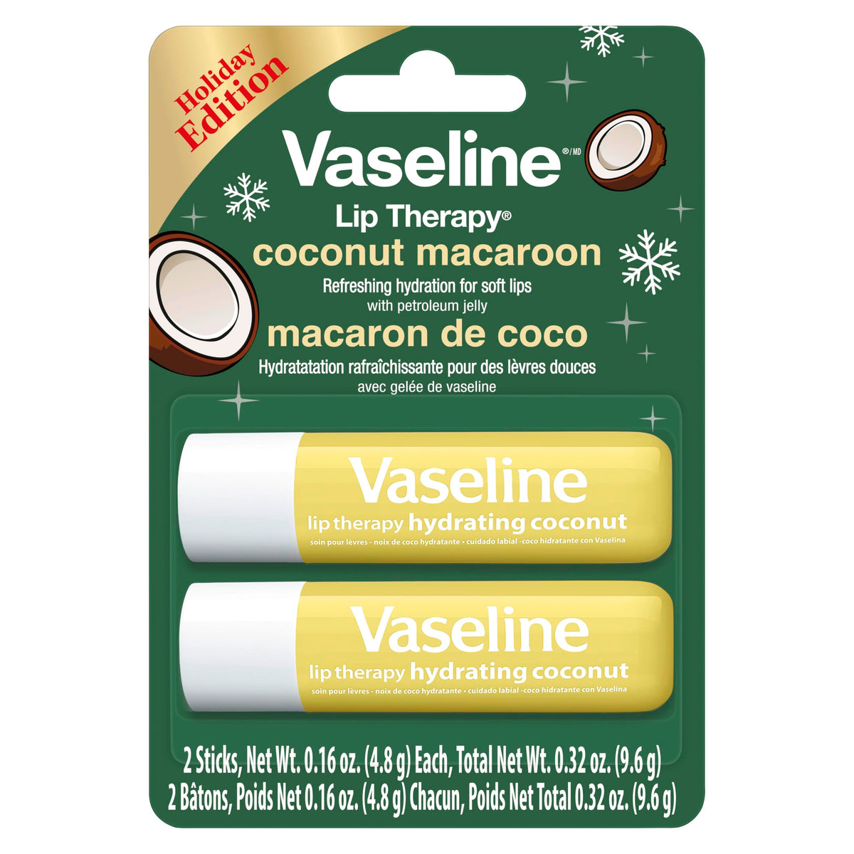 Vaseline open lip balm stick closeup showing smooth balm surface and easy swipe application benefit