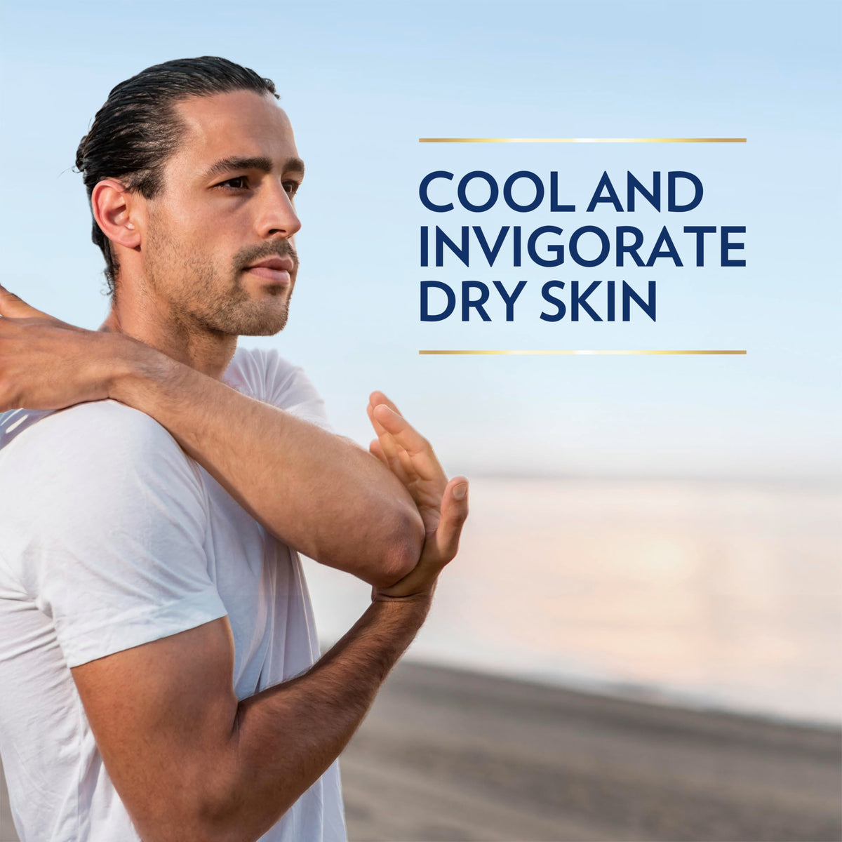Man using Vaseline on face as part of grooming routine and cooling sensation benefit